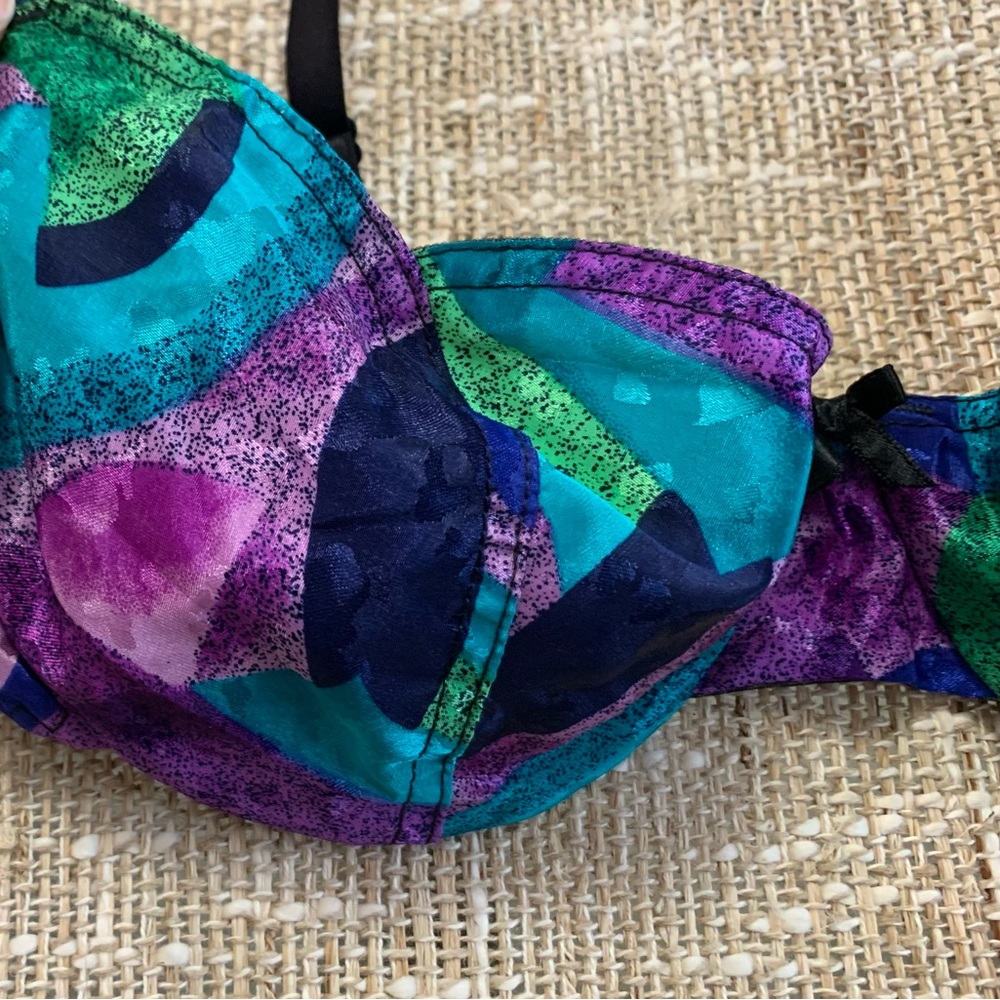 💋NEW Retro Sexy Bra lingerie 34C Purple/Blue - Picture 2 of 8